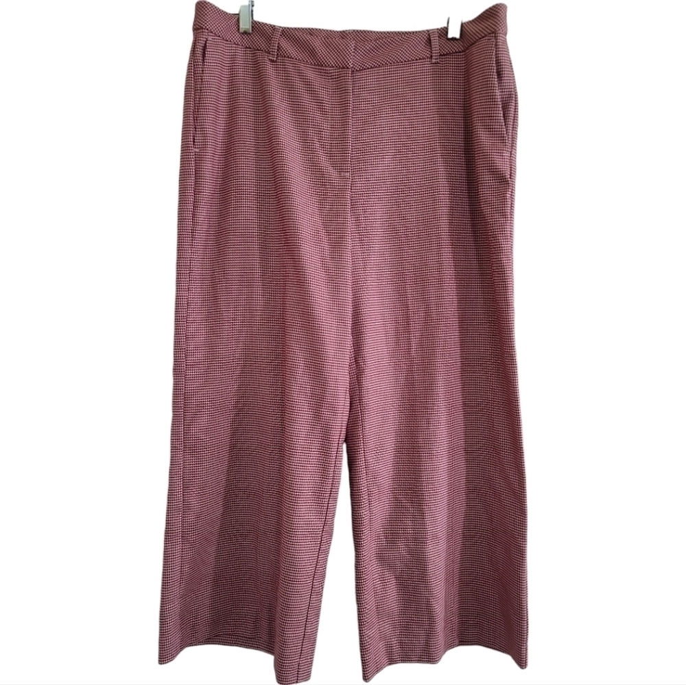J. Jill Red Houndstooth Cropped Wide Leg Pants 14